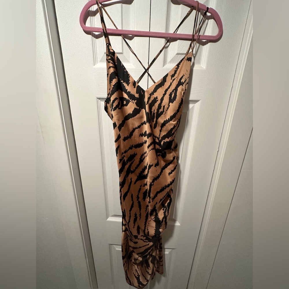 Zara animal print slip dress